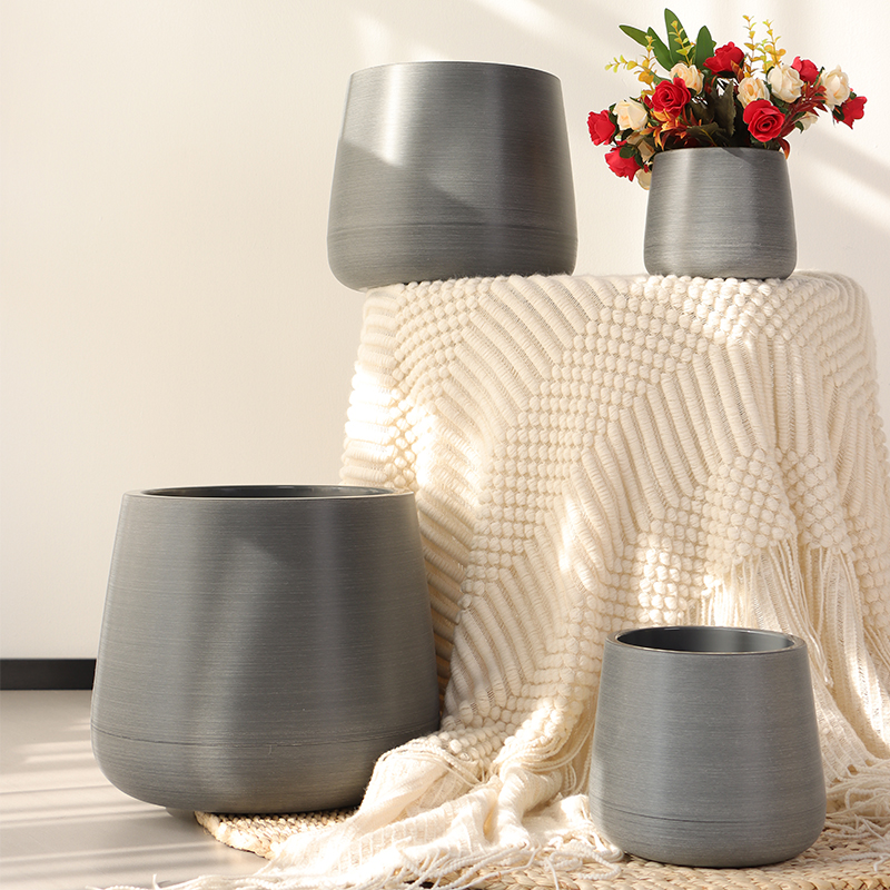 ZX-1/2/3/4 Metallic-look Textured Brushed Flower Pot