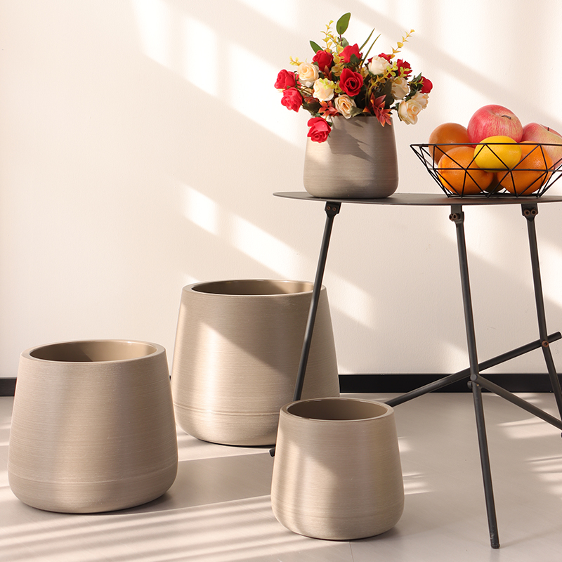 ZX-1/2/3/4 Metallic-look Textured Brushed Flower Pot