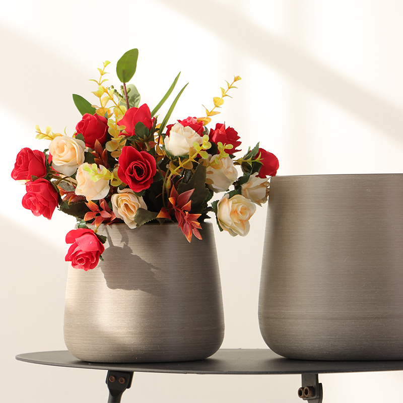 ZX-1/2/3/4 Metallic-look Textured Brushed Flower Pot