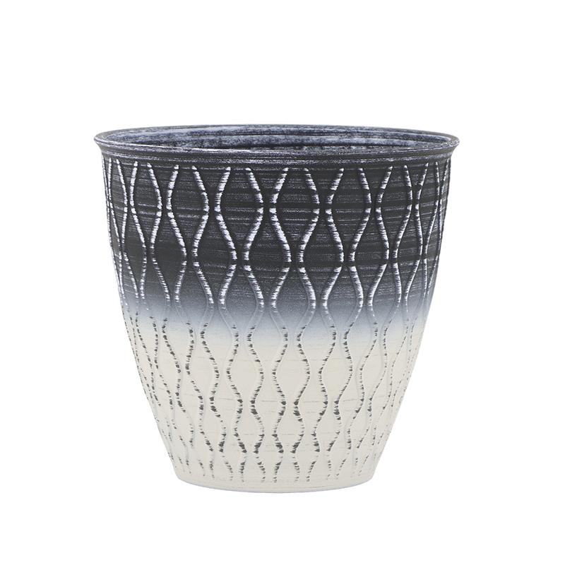Round Corrugated Flowerpot Plant Decoration