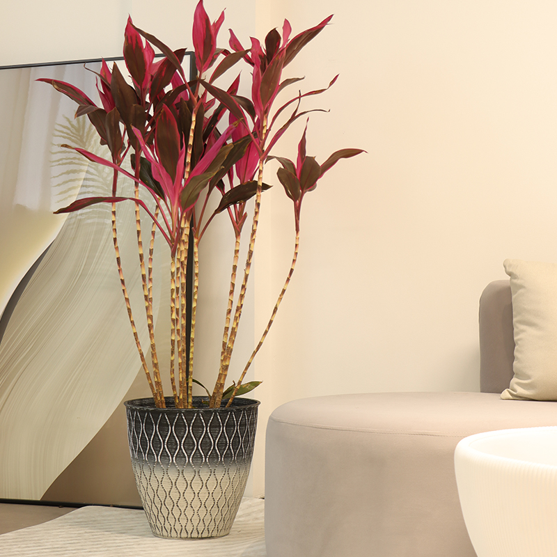 Round Corrugated Flowerpot Plant Decoration