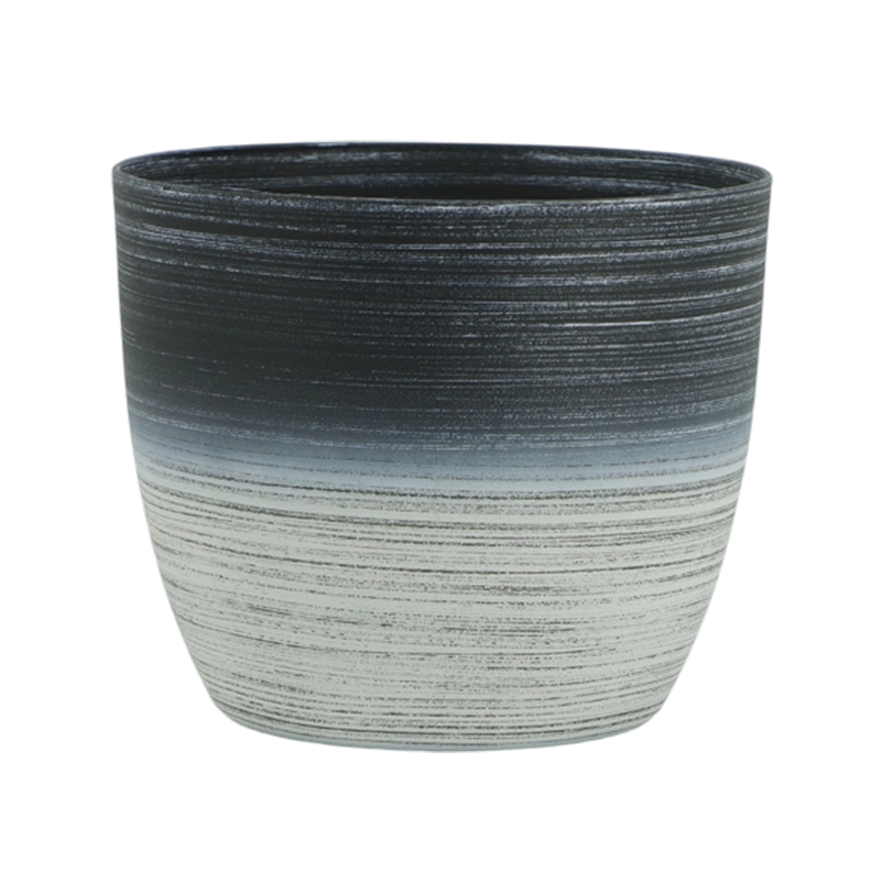Round Sandblasting Flower Pot with Two-Color Line Drawing