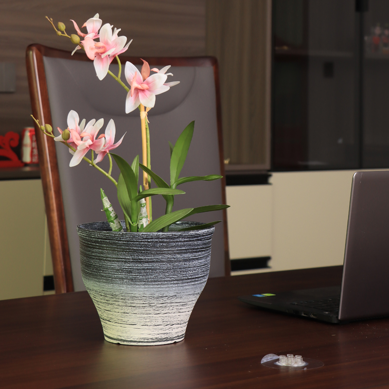 Rounded Barrel Two-Tone Sandblast Flower Pot