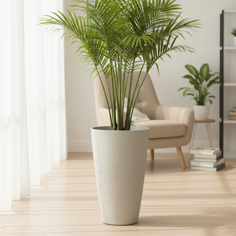 Gypsum-Like Substantial Round Flower Pot