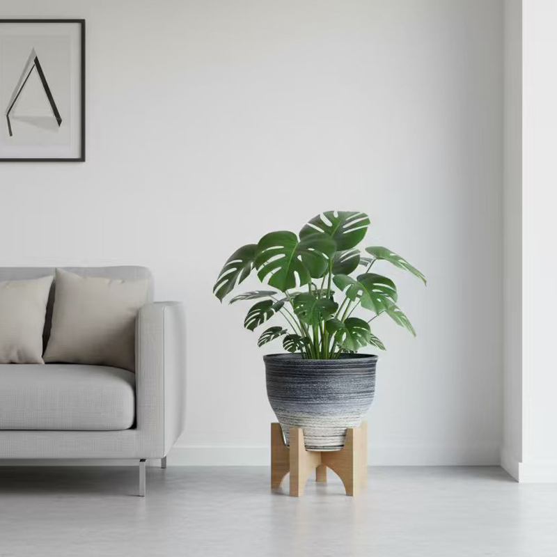 Rounded Barrel Two-Tone Sandblast Flower Pot