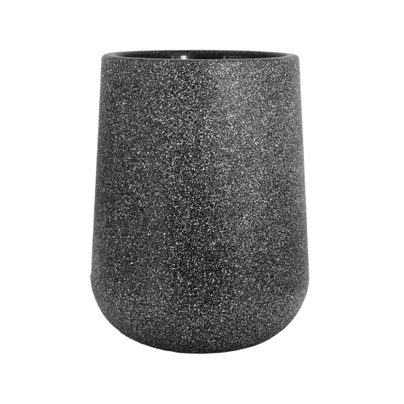 Black-Grey Granitetone Barrel Planter