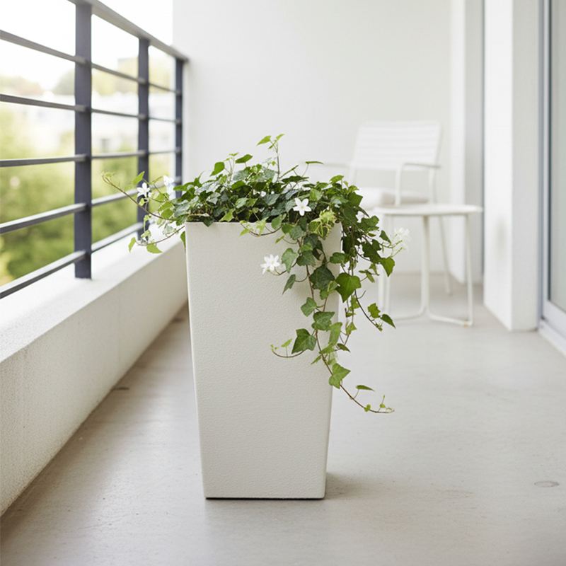 Modern Square Gypsum-Like Textured Plastic Flower Pot