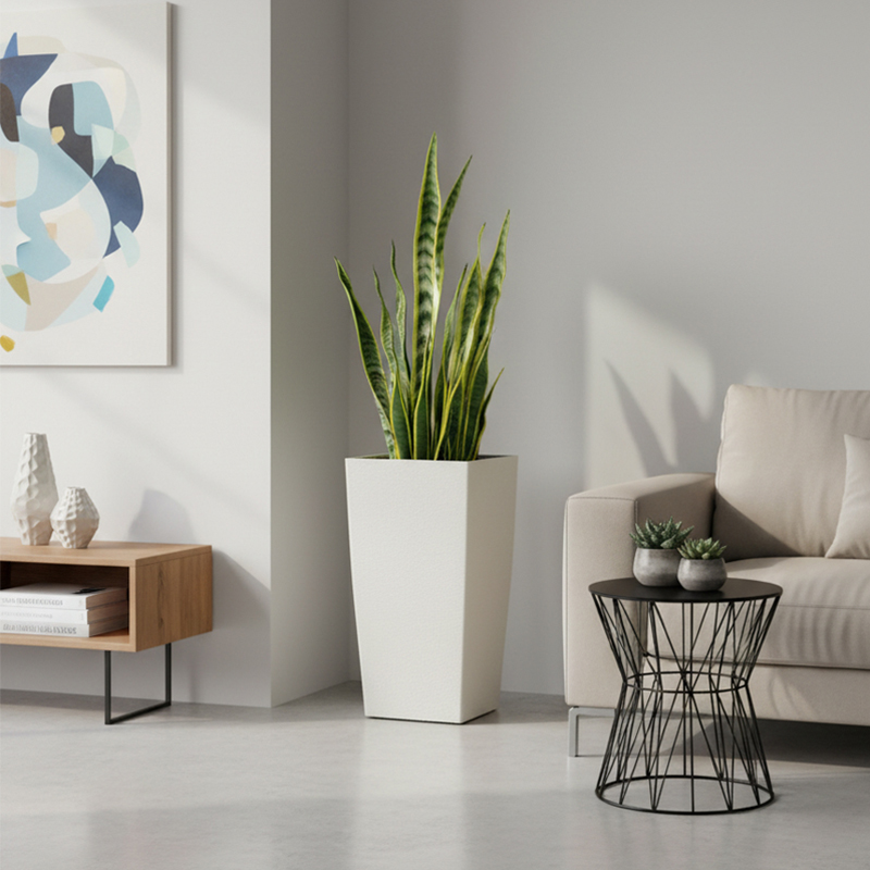 Modern Square Gypsum-Like Textured Plastic Flower Pot