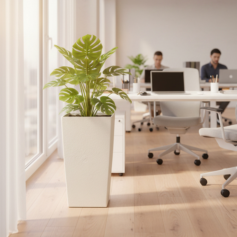 Modern Square Gypsum-Like Textured Plastic Flower Pot