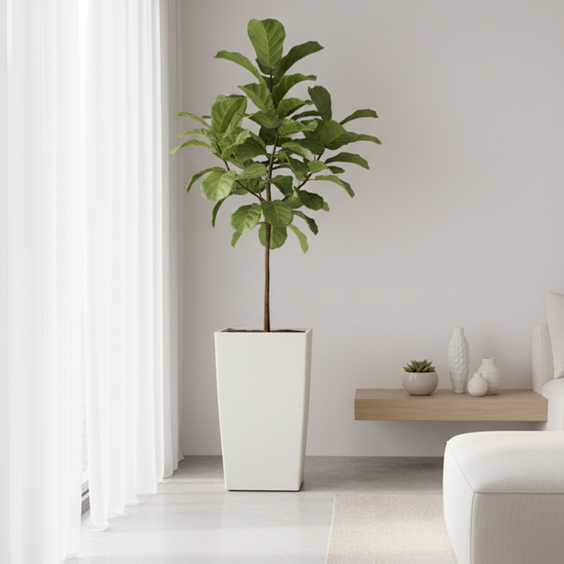 Modern Square Gypsum-Like Textured Plastic Flower Pot